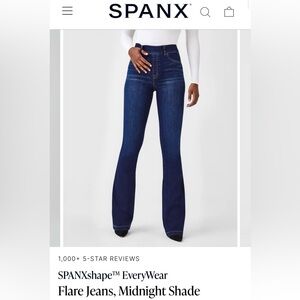 Spanx Flare Jeans, Midnight Shade. NWOT